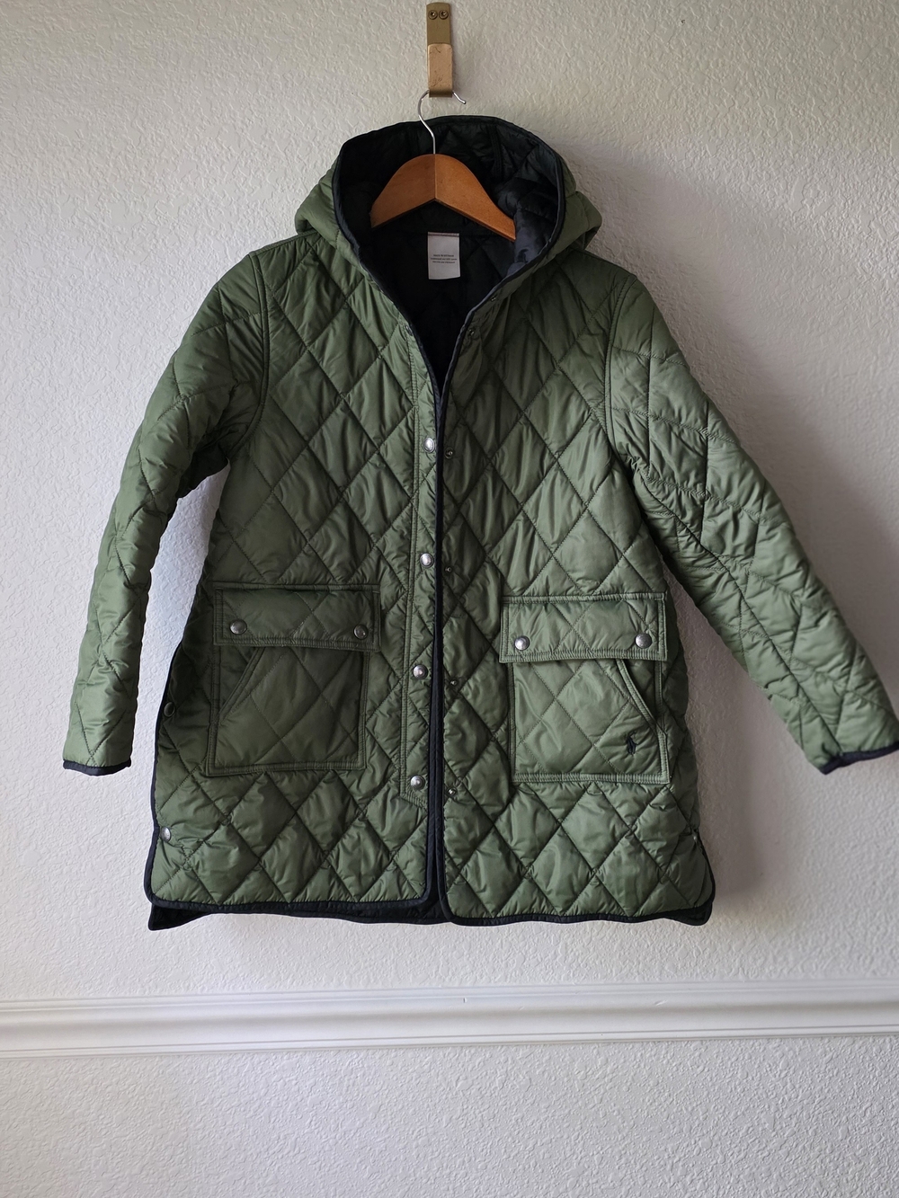 Polo Quilted Hooded Reversible Waterproof Jacket (Sz 8-10)
